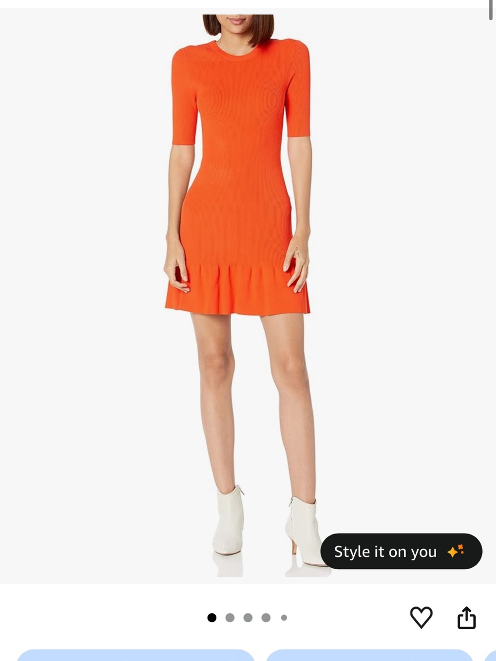 A.L.C. Bright Orange Short-Sleeve Ruffle-Hem Mini Dress